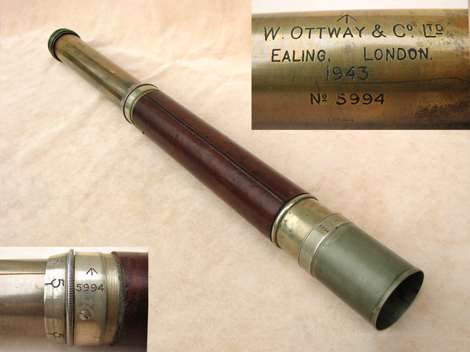 Ottway WW2 Naval Officer of the Watch  telescope, pattern 373B.